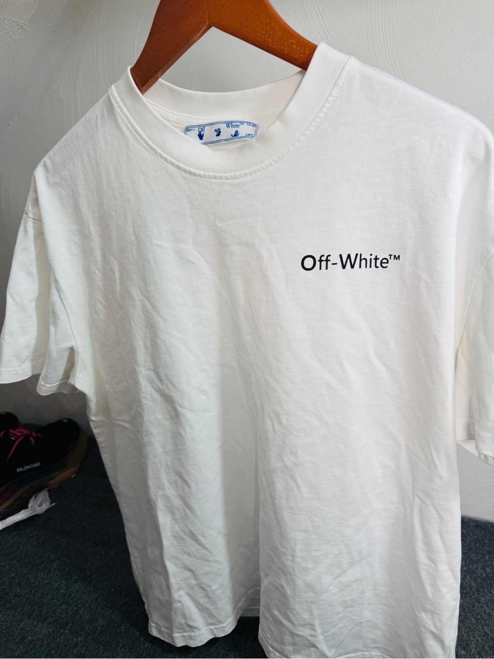 Off-White White Crewneck T-Shirt with Black Logo